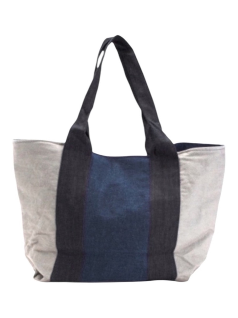 NEW Twig & Arrow Denim Tote Bag Colorblock Soft Sided Triple Wash Panels Blue